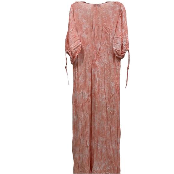 Tiare Hawaii Dress Pink Paroa Bay Tie Dye Split‎ V-neck Drawstring Maxi Size M/L - Picture 11 of 12
